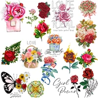 rose flowers for woman skull hand patch clothing thermoadhesive patches on clothes iron on transfers art stickers for t shirts