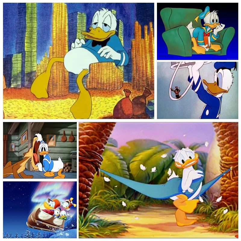 

Картина маслом «Дональд Дак» из мультфильма Disney, милая спальня ручной работы, украшение для детской комнаты, картина по номерам «сделай сам...