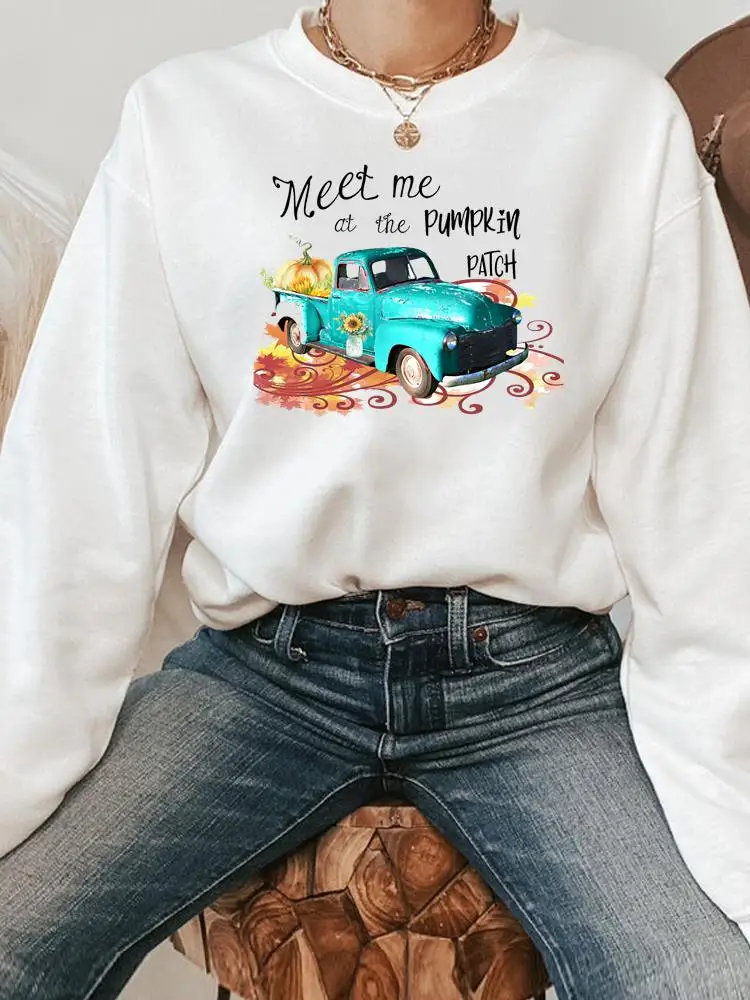 

Thanksgiving Fashion Pullovers Fall Autumn Halloween Pumpkin Sweet Truck Season Casual Graphic Female Women Print Sweatshirts