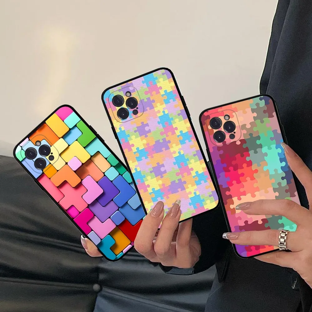 

Interesting Puzzle Phone Case Silicone Soft For Iphone 14 13 12 11 Pro Mini XS MAX 8 7 6 Plus X XS XR Cover
