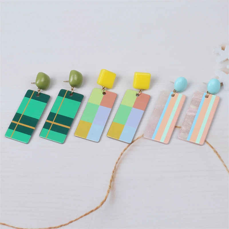 

Spring Summer Simple Geometric Drop Earrings for Women 2022 New Design Colorful Dangle Earring Party Birthday Wedding Jewelry