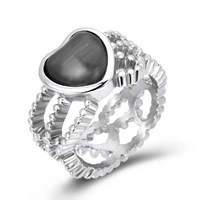 black cat eye women ring stainless steel heart rings fashion minimalist jewelry accessories wedding gifts
