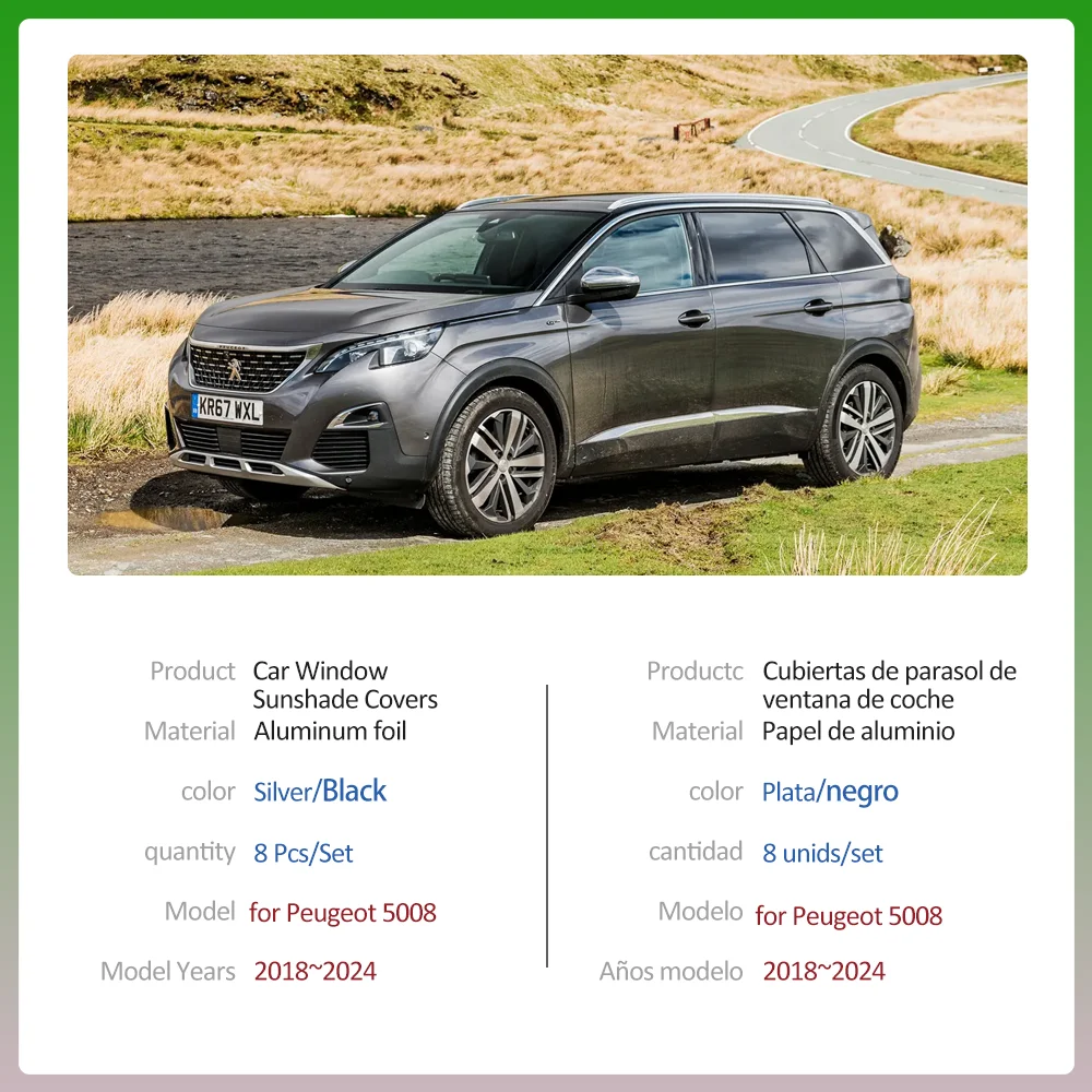Фото Автомобильные солнцезащитные козырьки для Peugeot 5008 P87 GT Line 2018 ~ 2024, 2019 2020 2021 2022 2023 боковая занавеска на лобовое стекло, солнцезащитный козырек на крыше, аксессуары №2