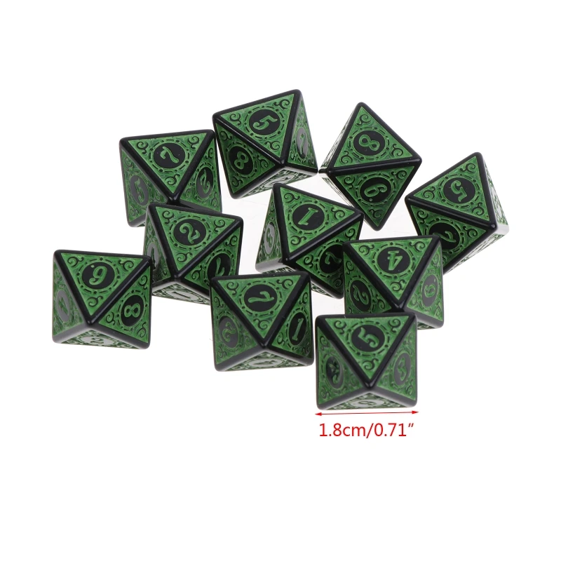 

448D 10 шт. многогранные игральные кости для ролевых игр 8-сторонние Акриловые Игральные Кости настольные кости с острыми краями и красивыми пожеланиями