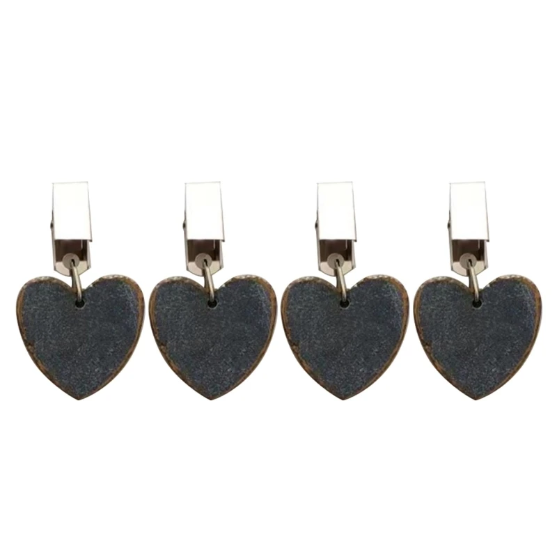 

4Pcs Tablecloth Weights Heart Shape with Clamp Pendant Ornament for Home Festival Party Dining Table Decoration