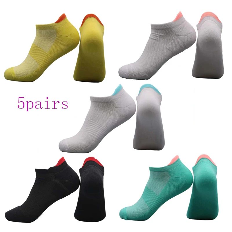 5Pairs New Spring Men's Socks AnkleThick Knit Sports Sock Outdoor Fitness Breathable Quick Dry Wear-resistant Short Running Sock