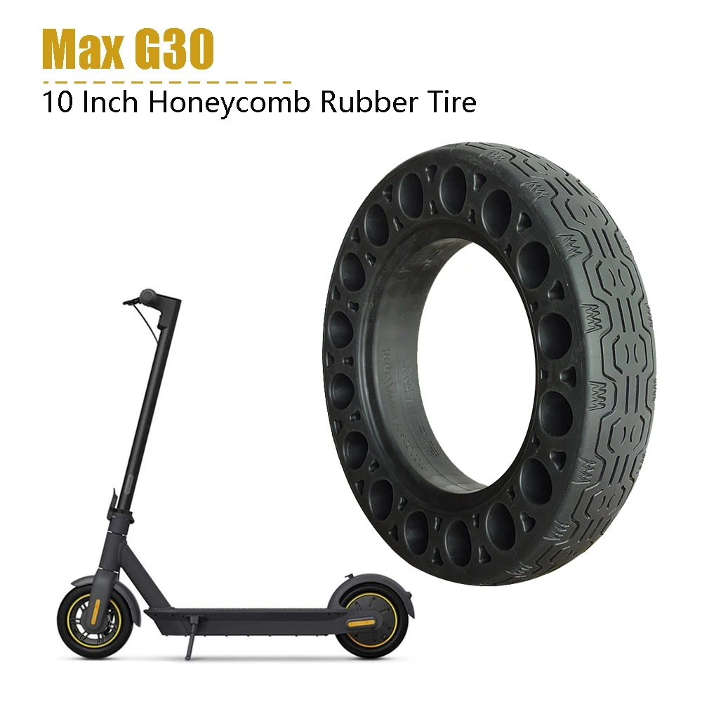 

10-дюймовые резиновые однотонные шины для Ninebot Max G30, Электрический скутер, сотовый амортизатор, амортизационная шина, Черная