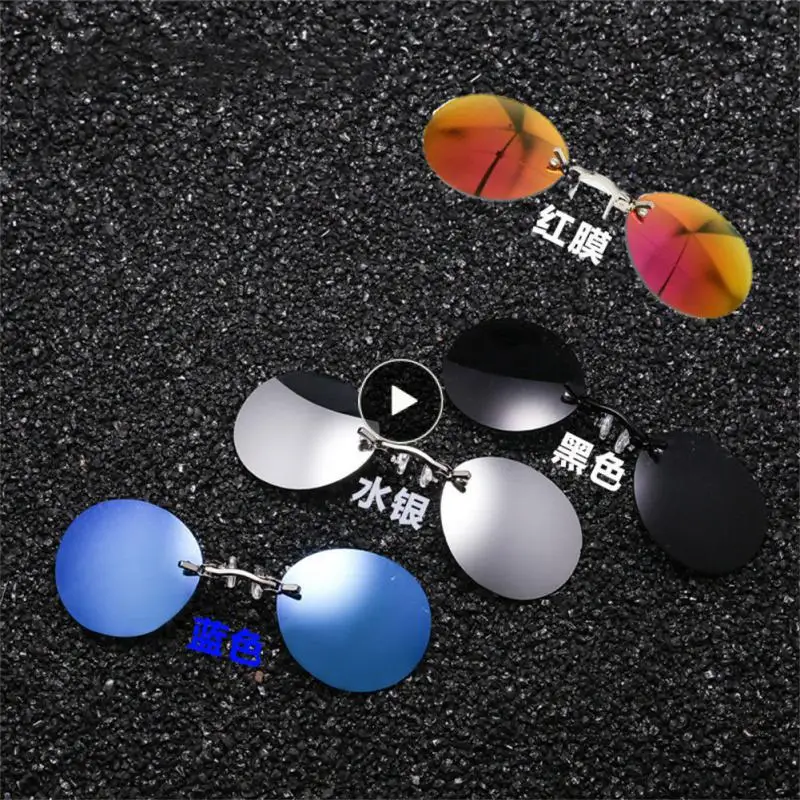 

Летние солнцезащитные очки без оправы унисекс, прозрачные солнцезащитные очки, ультратонкие металлические солнцезащитные очки для близорукости, практичные очки для путешествий