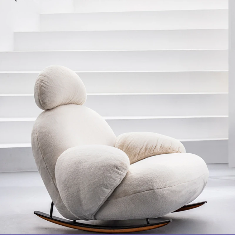

FIN/ Nordic soft bag leisure living room bedroom cute online celebrity white rocking chair Y65