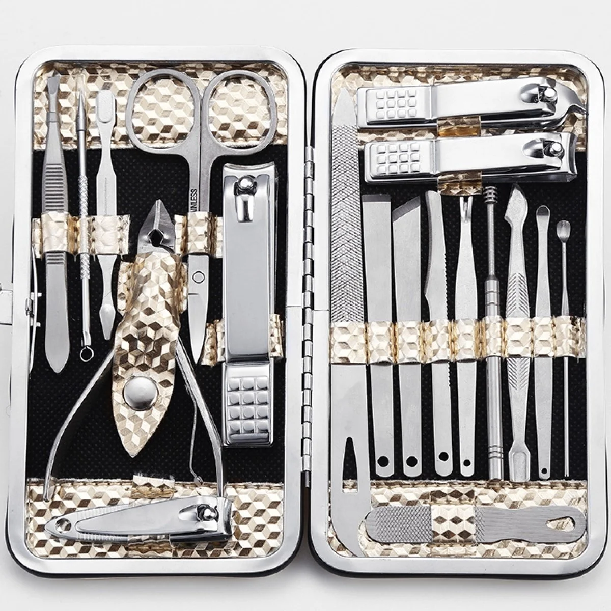

9/19pc Nail Clipper Professional Grooming Kit Pedicure Kit Nail Cutter Tools With Luxurious Travel Case Manicure Scissors Makeup