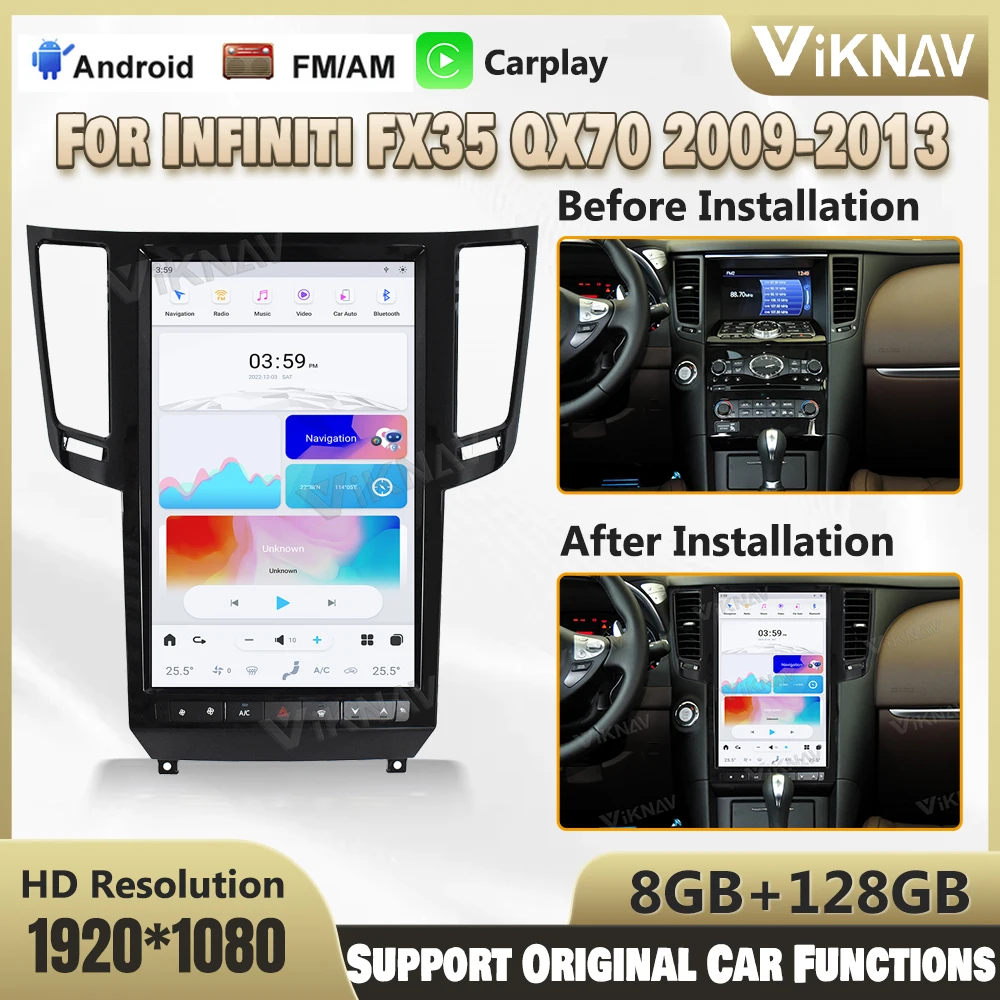 

Автомагнитола 14,4 дюйма, Android 11, для Infiniti FX35 QX70 2009-2013, GPS-навигация, мультимедийный плеер, Wi-Fi, Carplay, головное устройство