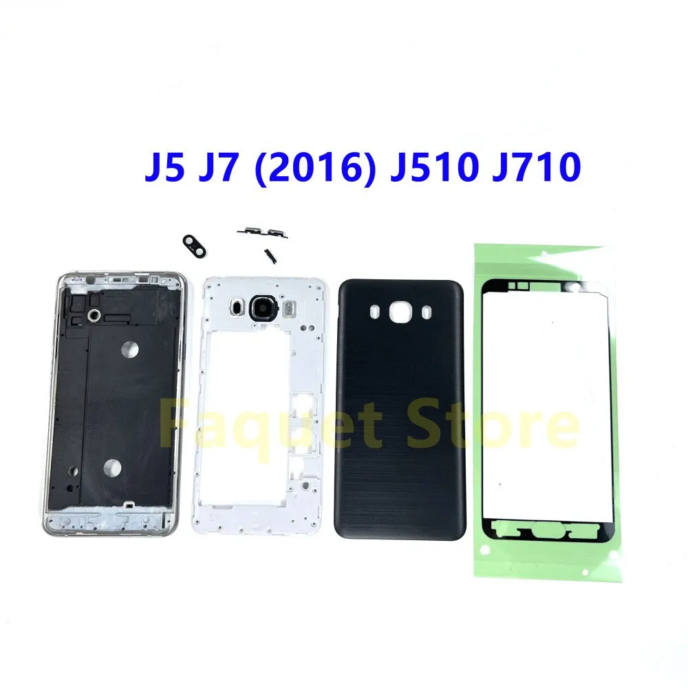 

For SAMSUNG Galaxy J5 J7 2016 J510 J710 Full Housing Front Mid Frame Plate Bezel Battery Back Cover Door Case With Side Buttons