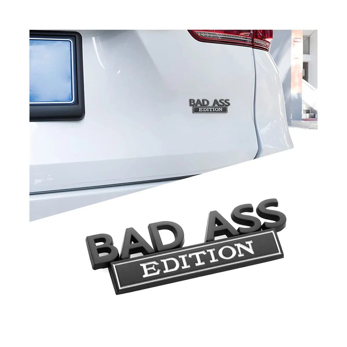 

Эмблема издания «Bad Ass» для автомобиля, 3D значок для крыла, наклейка на автомобиль, аксессуары для задней двери, передней капота, багажника, черно-белая