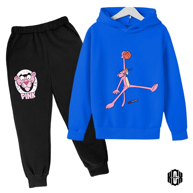

Children Pink Panther Clothes Kids Suit Sweater Girl Hoodies Pullover Sweatshirt Pant Winter Girl Boy Tracksuit Sportswear