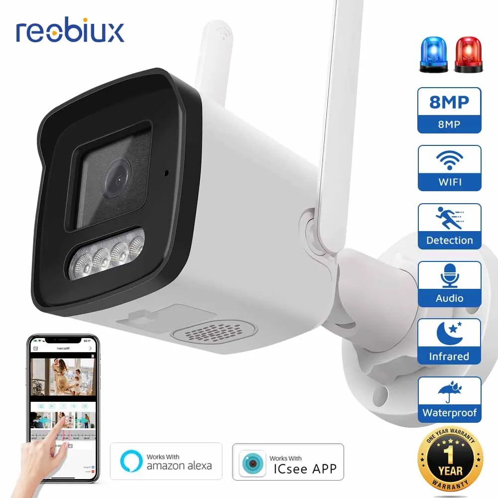 

IP-камера наружная беспроводная с поддержкой Wi-Fi, 8 Мп, 1080P