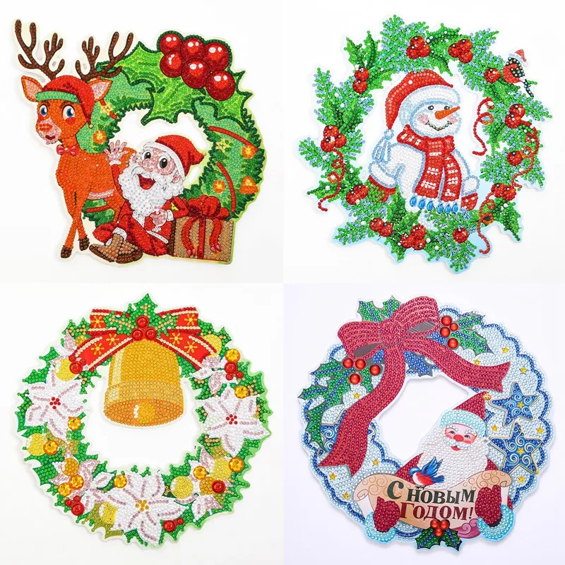 

4Pcs Christmas 5D Diamond Painting Kits DIY Diamond Art Christmas Santa For Home Wall Decoration 23X23CM