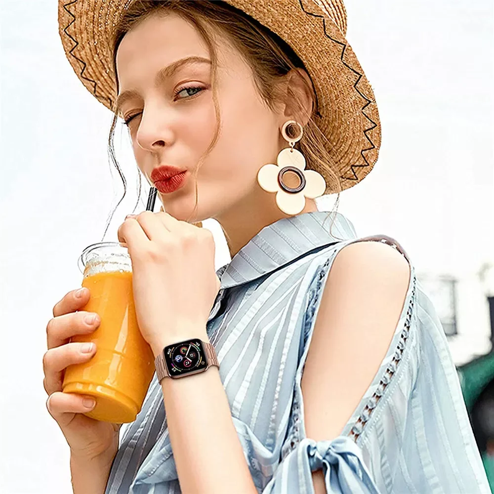 Ultra-thin Stainless Steel Wristband for Apple Watch Band 45mm 41mm 44mm 40mm 42mm 38mm Strap for iWatch SE 7 6 5 4 3 Bracelet