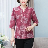pattern t shirts plus size women short sleeve printed v neck blusas mujer manga corta tshirts