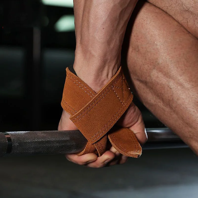 

Leather Weightlifting Wrist Strap with Neoprene Cushioned Wrist Padded for Deadlifts Powerlifting Bodybuilding Strength Training