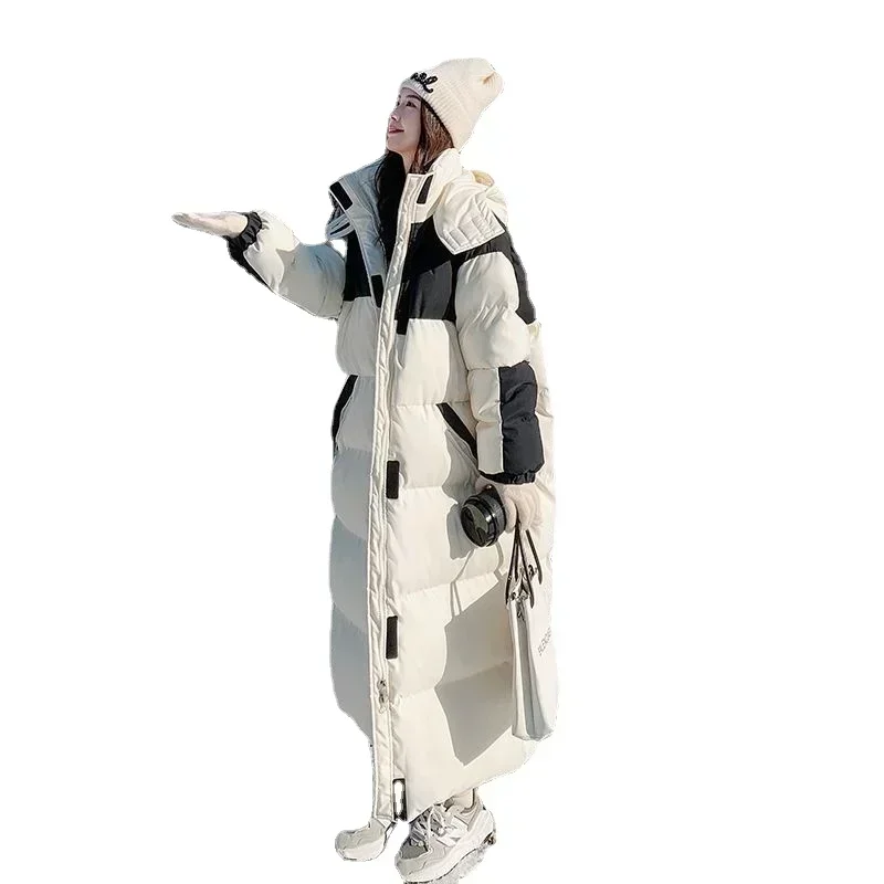 

Зимнее Новое теплое хлопковое Женское пальто с капюшоном, Длинная утепленная Корейская женская пуховая хлопковая парка, Повседневная Свободная зимняя одежда для девочек, пальто