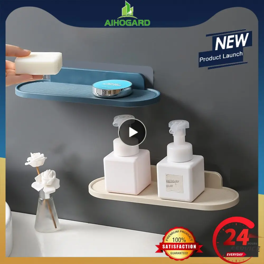 

Полка для ванной, 29 дюймов, 10 см, без гвоздей, кухонный держатель для хранения, бесшовная, стабильная, влагостойкая, для ванной и душа, пластиковая настенная полка