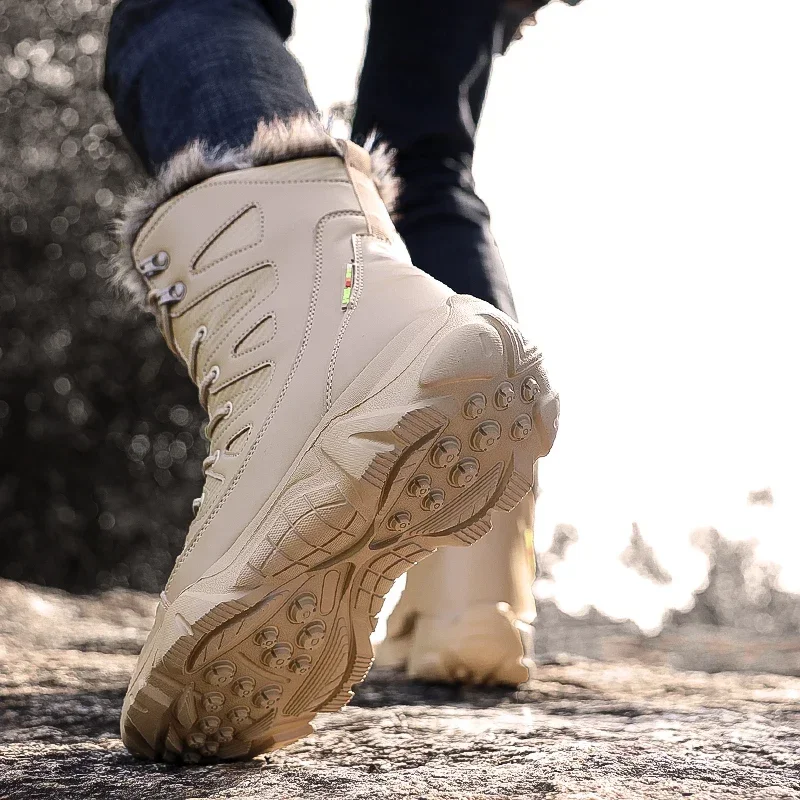 Уличные Походные Ботинки Унисекс Большого Размера С Плюшевой Изоляцией Зимние