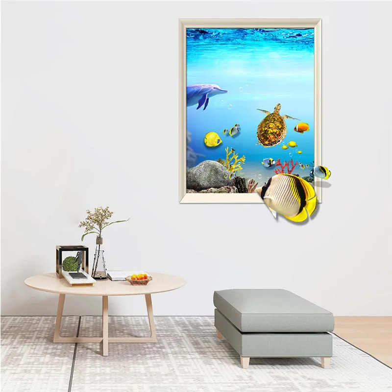 3D Wall Decals Beach Sea Turtles Animals Fauna Turtle Vinyl Decal Sticker Home Decor Design Bathroom Living Room Decoration DIY | Дом и сад