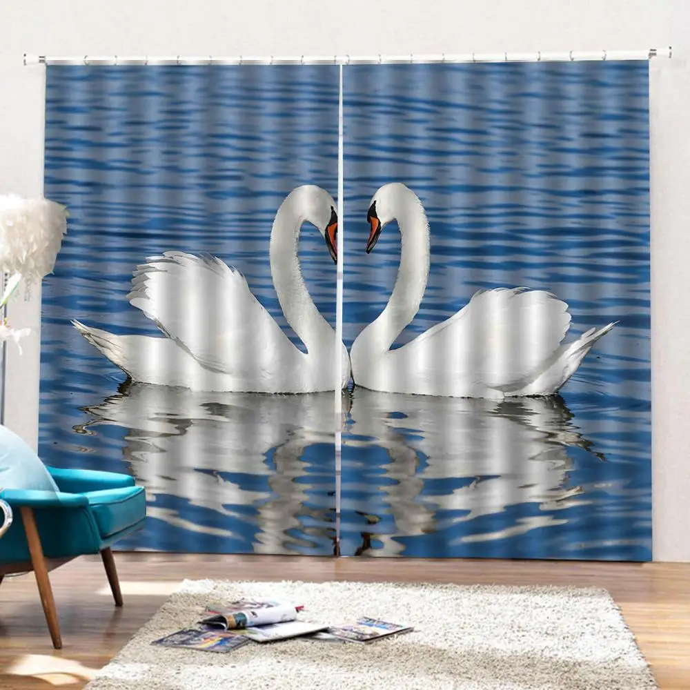 Роскошные 3D оконные занавески для гостиной крючки душа синие шторы затемняющие
