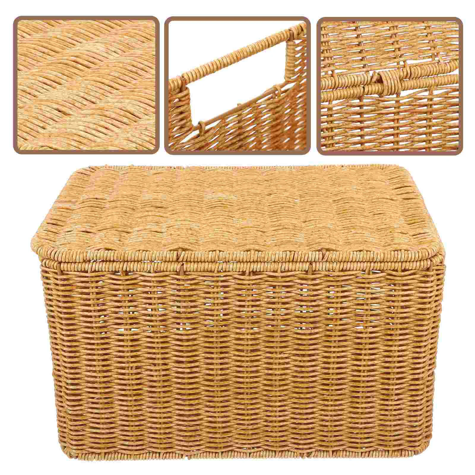 

Bedroom Laundry Basket Handwoven Sundries Holder Small Toys Storage Basket with Lid