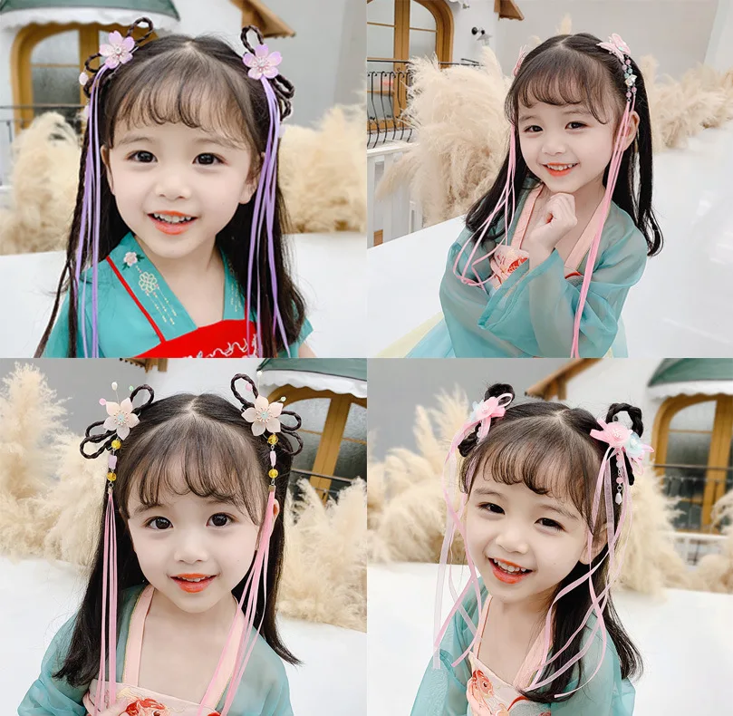 

New Fashion Antique Children Fringed Headwear Handmade Barrettes Chinese Style Baby Hair Accessories
