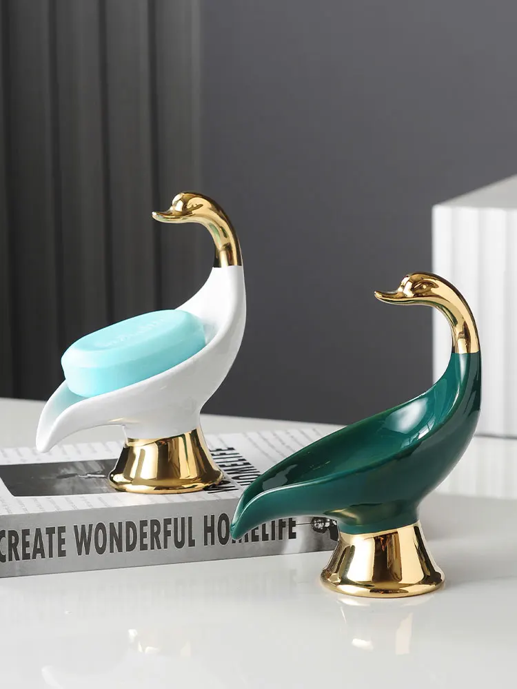 

Creativity Ceramics Swan Rabbit Golden Deer Soap Dish Bathroom Supplies Drain Soap Dish Bathroom Accessories Home Decorations