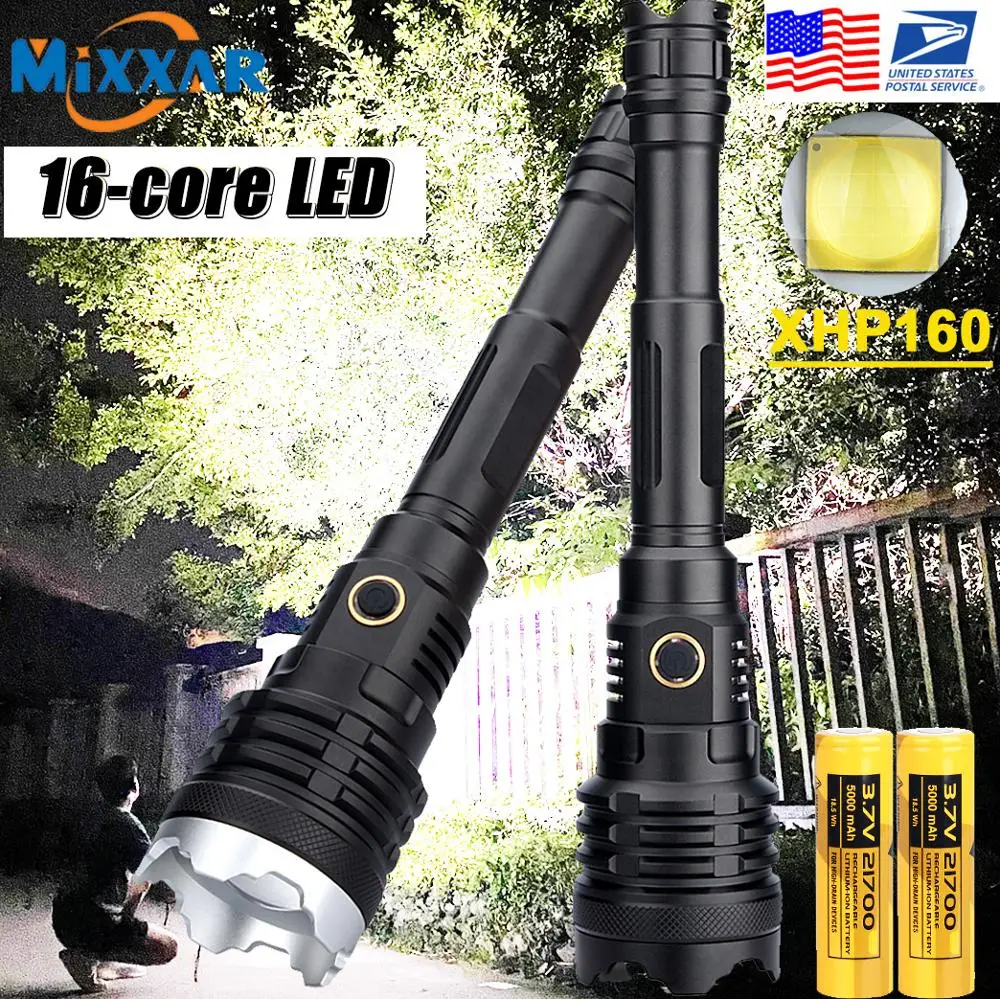 

ZK20 XHP160 Rechargeable LED Flashlight Super Bright Torch with 21700 Battery USB Charging Tactical Zoomable for Camping Hunting