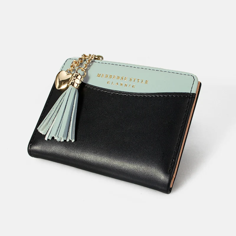 

Женские сумки с кисточкой, женский короткий Простроченный простой кошелек контрастных цветов, маленький кошелек для мелочи, женский кошеле...