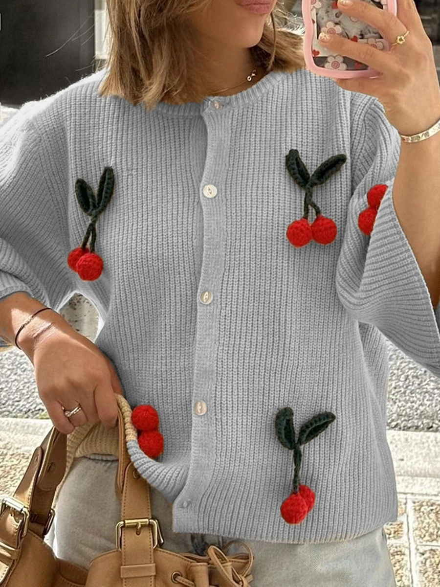 Женский летний трикотажный Свободный кардиган с полурукавами круглым вырезом