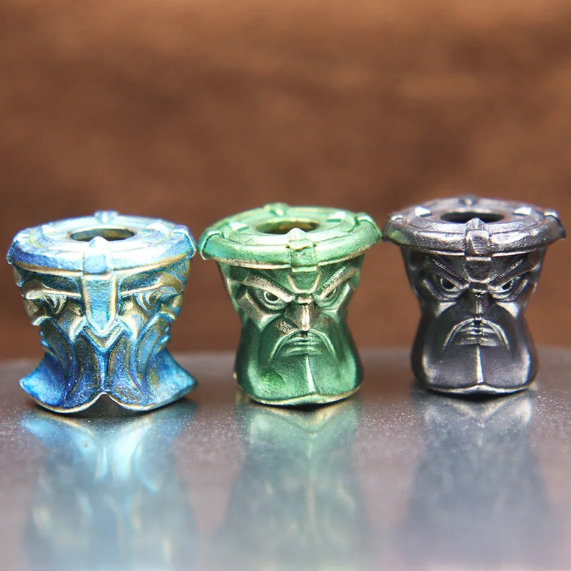 

Двусторонняя скульптура с головой злого лица, нож, бусина, Плетеный шнурок, Автомобильная подвеска, латунь, EDC, «сделай сам», Паракорд, автомо...