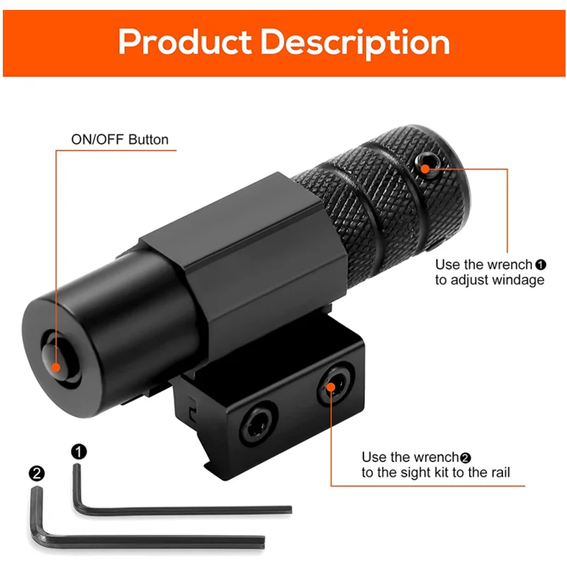 Тактическая красная/зеленая лазерная указка с регулируемым прицелом 11/20 мм