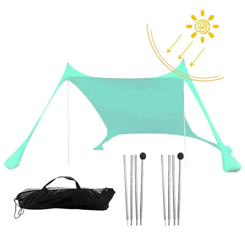 

Tent For Beach Beach Tent Sun Shelter With UPF 50 Protection Portable Shade Beach Tent Canopy With 4 Sandbags Sun Shade Beach