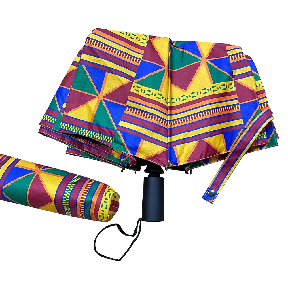 

Горячая Распродажа 2022, аксессуары для Африканской печати, Высококачественный короткий автоматический водонепроницаемый зонт, заводская цена