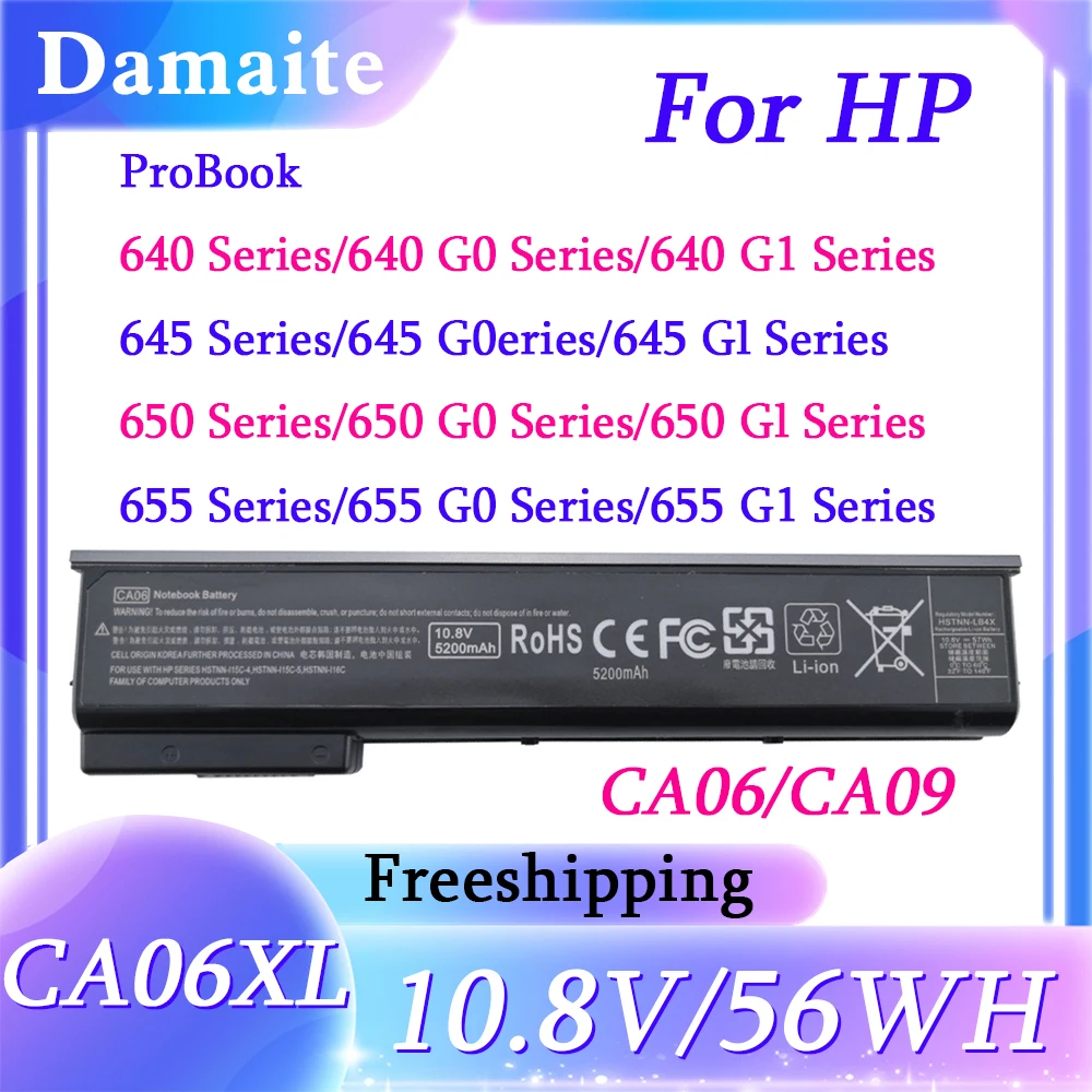 CA06 CA06XL Аккумулятор для ноутбука HP ProBook 650 640 645 655 G1G0 CA09 HSTNN-I16C HSTNN-DB4Y/LB4Y/LB4X 718677-421 56WH