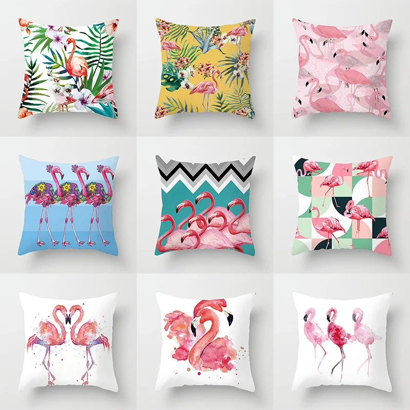 

Наволочка с принтом фламинго, искусственное дерево, 45*45, подушки для дивана, наволочки для домашнего декора, наволочки для подушек