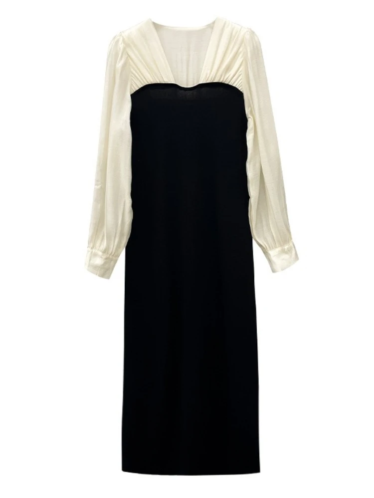 

Женское трикотажное платье, Элегантное Длинное приталенное платье с прострочкой, весна 2022