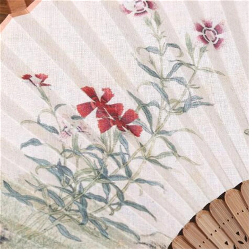 Ручной складной веер для украшения дома льняные танцевальные вееры антикварная