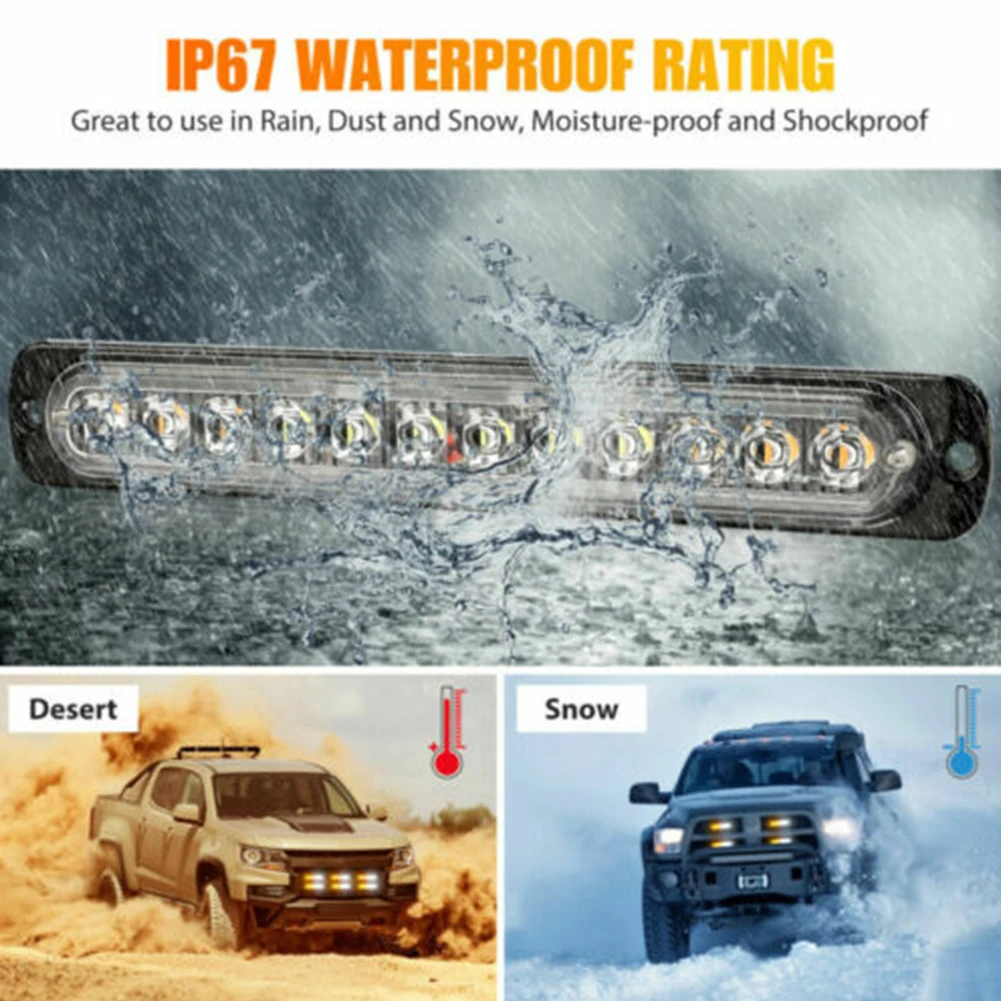

4x LED Amber White Car Truck Emergency Beacon Warning Hazard Flash Strobe Lights Car Accessories High-quality Warning Lights