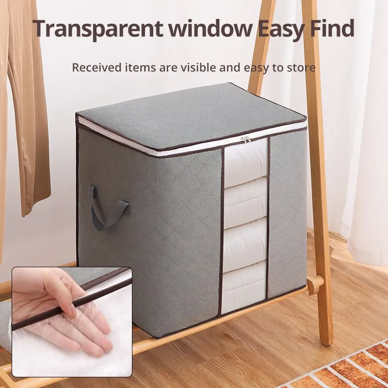 

1Pc/2Pcs Large Capacity Non-Woven Storage Box for Clothing And Bedding Storage Semitransparent Durable Clothes Storage Boxes