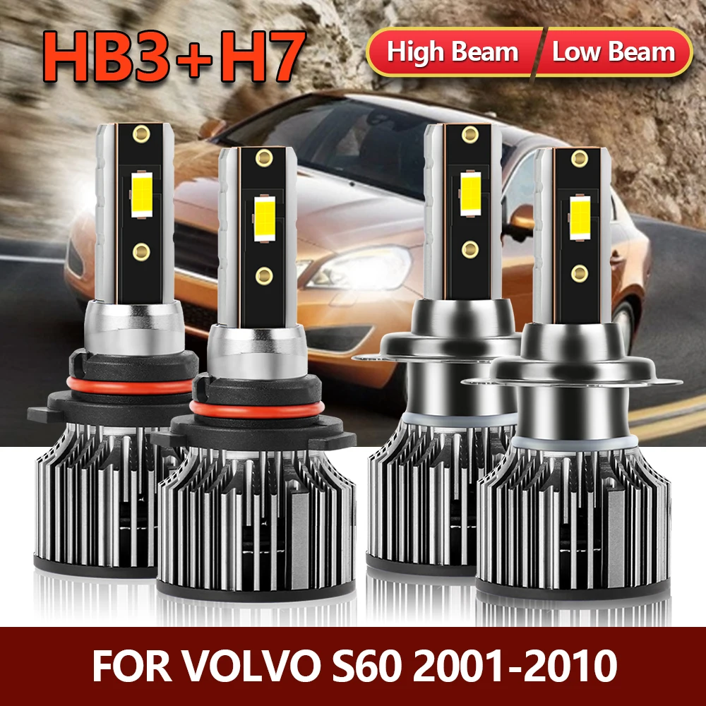 

CSP 4x LED Headlight Bulbs 9005 HB3 High H7 Low Combo Car Lamps For Volvo S60 2001 2002 2003 2004 2005 2006 2007 2008 2009 2010
