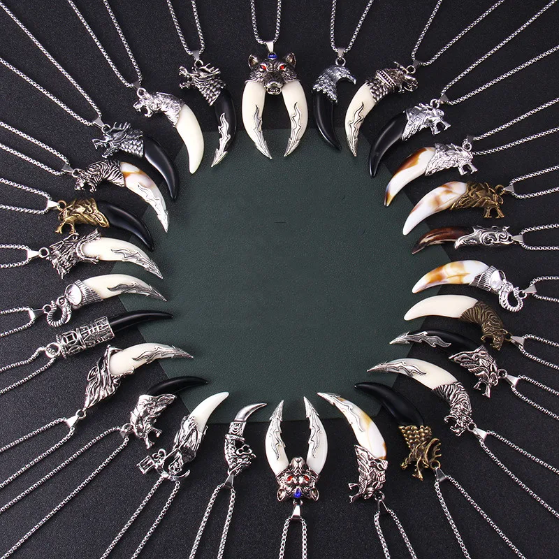Ожерелье с подвеской в этническом стиле для мужчин кулон виде храброго волка