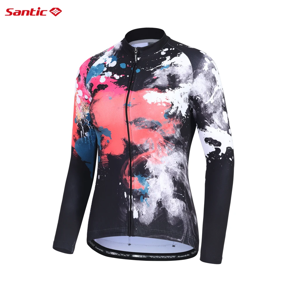 Santic Cycling Woman’s Outerwear Winter Outdoor Sports MTB Bike Ridling Windproof Fleece Insulated Jackets Running Sports Tops