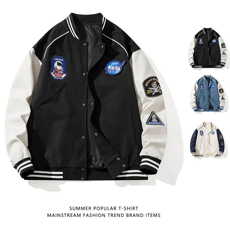 

Новинка 2023, осенняя бейсбольная куртка, свободная американская винтажная Повседневная куртка с вышивкой