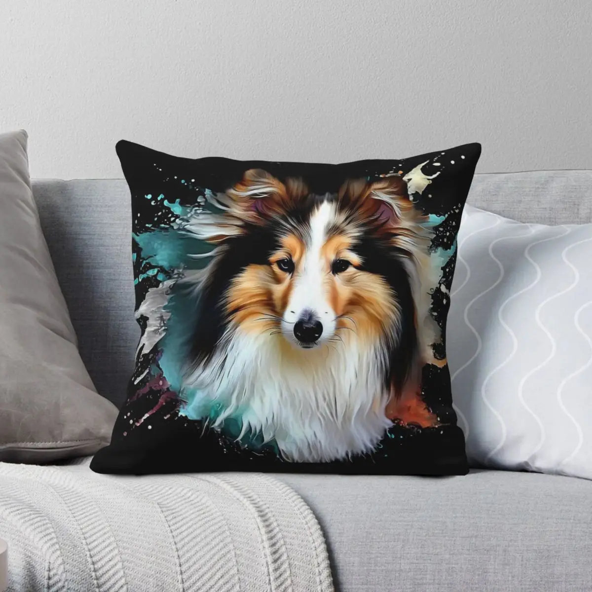 Элегантная квадратная наволочка Sheltie Shetland из овчины полиэстерная льняная