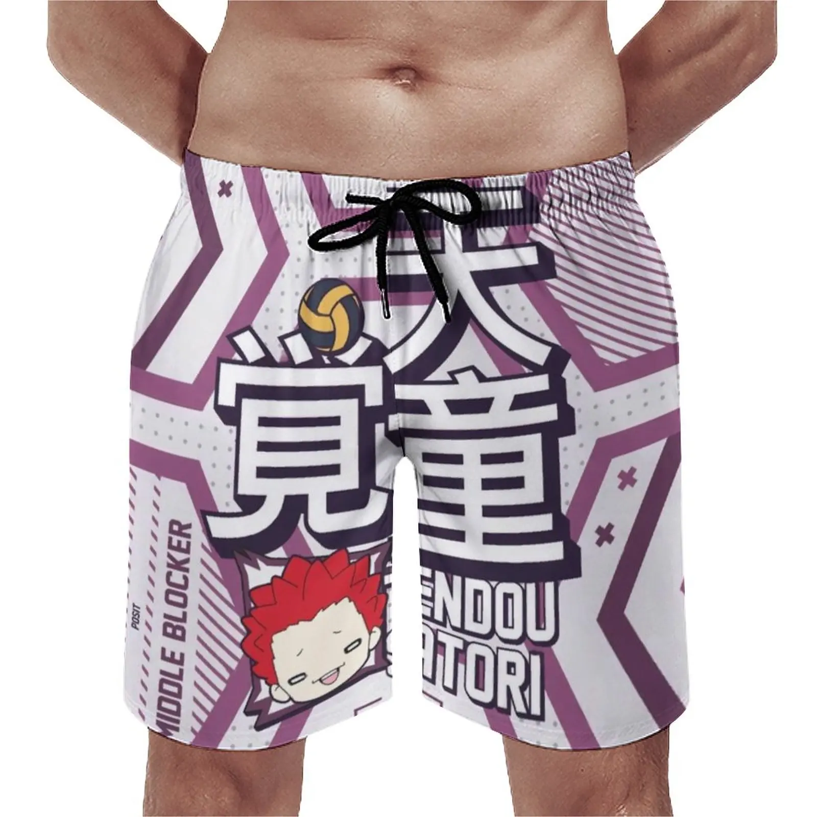 

Summer Board Shorts Satori Tendou Shiratorizawa Sportswear Haikyuu Printed Beach Shorts Funny Quick Drying Swim Trunks Plus Size